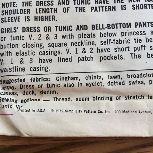 SIMPLICITY 1970's Girls Sewing Patterns Lot 3 Size 10 Pant Skirt Dress Tunic - Picture 4 of 10